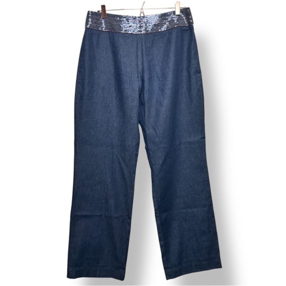 Moda International Beaded Waist Wide Leg Denim Pants Y2K Size 12